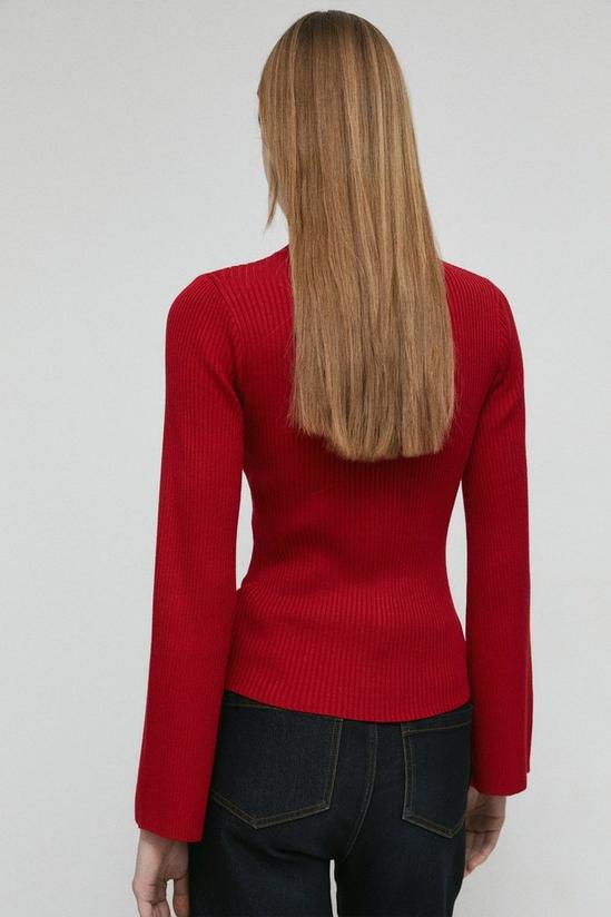 Warehouse Petite Eyelet Tie Up Knitted Jumper 3