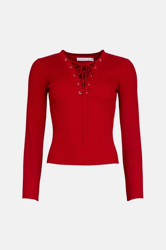 Warehouse Petite Eyelet Tie Up Knitted Jumper 4