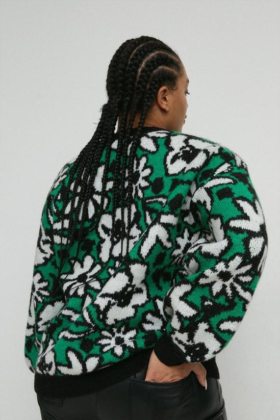 Warehouse Plus Size Abstract Floral Knitted Jumper 3