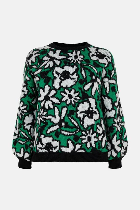Warehouse Plus Size Abstract Floral Knitted Jumper 4