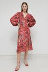Warehouse Printed Sequin V Neck Midi Dress In Floral thumbnail 2