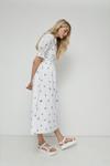 Warehouse Floral Embroidered Collar Detail Midi Dress thumbnail 1