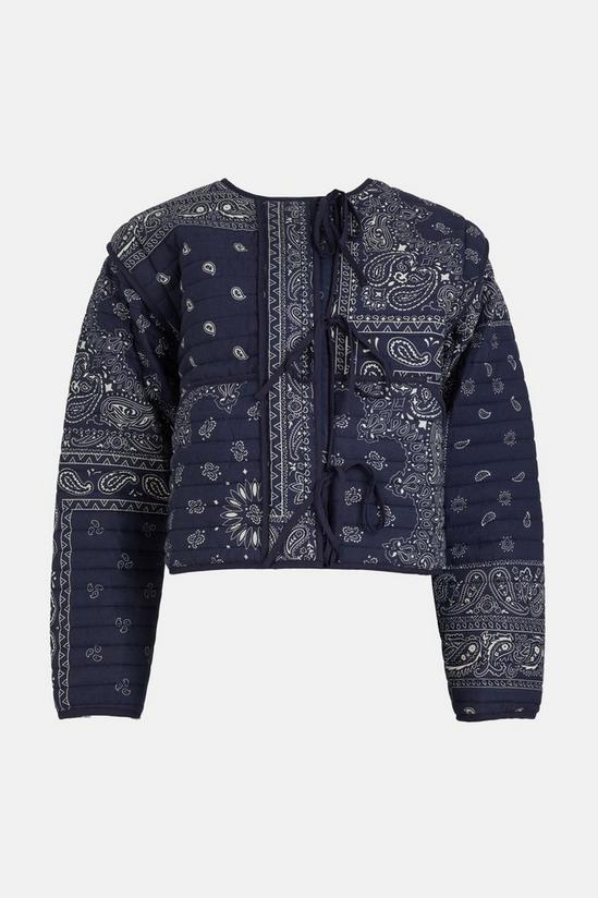 Warehouse Bandana Print Quilted Tie Front Jacket 4