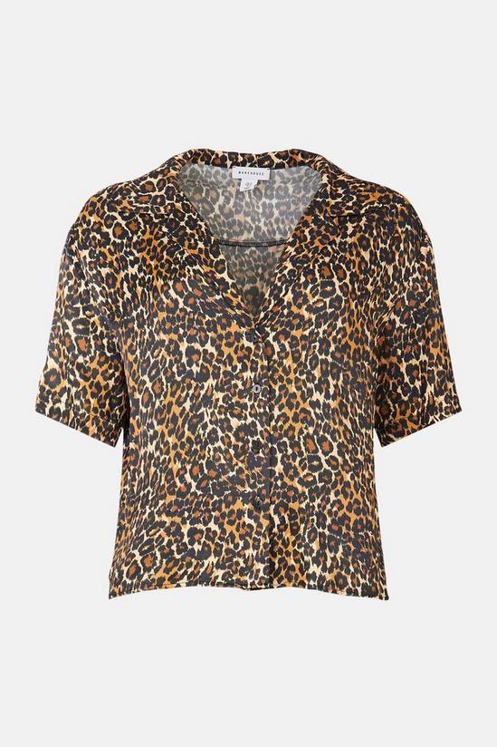 Warehouse Short Sleeve Resort Shirt In Animal 4