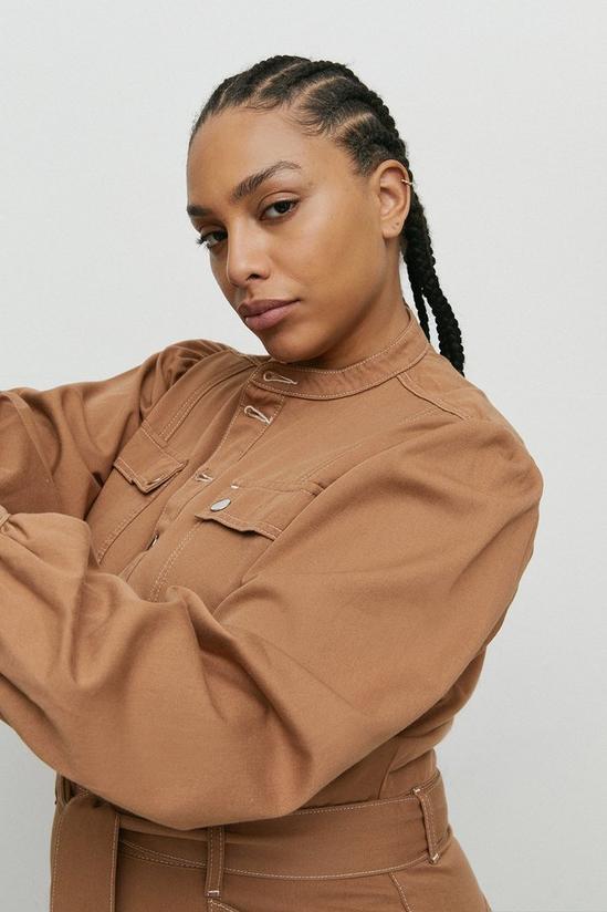 Warehouse Plus Size Twill Utility Detail Belted Boilersuit 1
