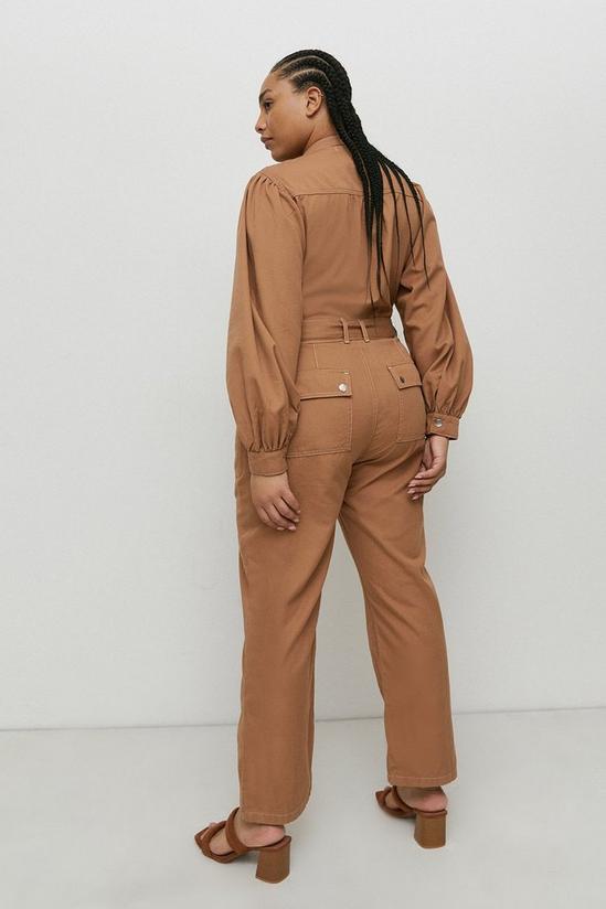 Warehouse Plus Size Twill Utility Detail Belted Boilersuit 3