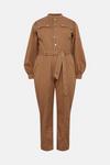 Warehouse Plus Size Twill Utility Detail Belted Boilersuit thumbnail 4