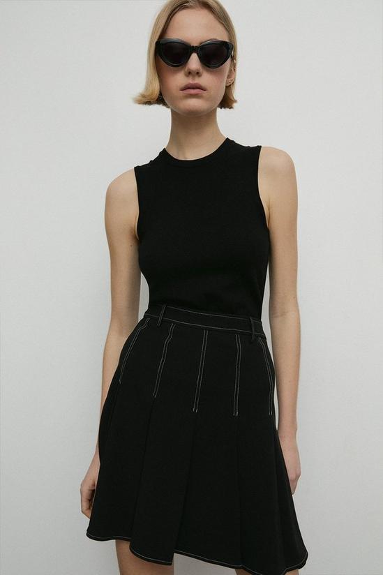Warehouse Contrast Stitch Detail Pleated Skirt 1
