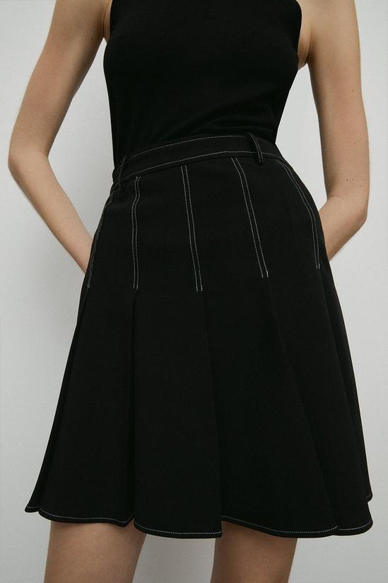 Warehouse Contrast Stitch Detail Pleated Skirt 2
