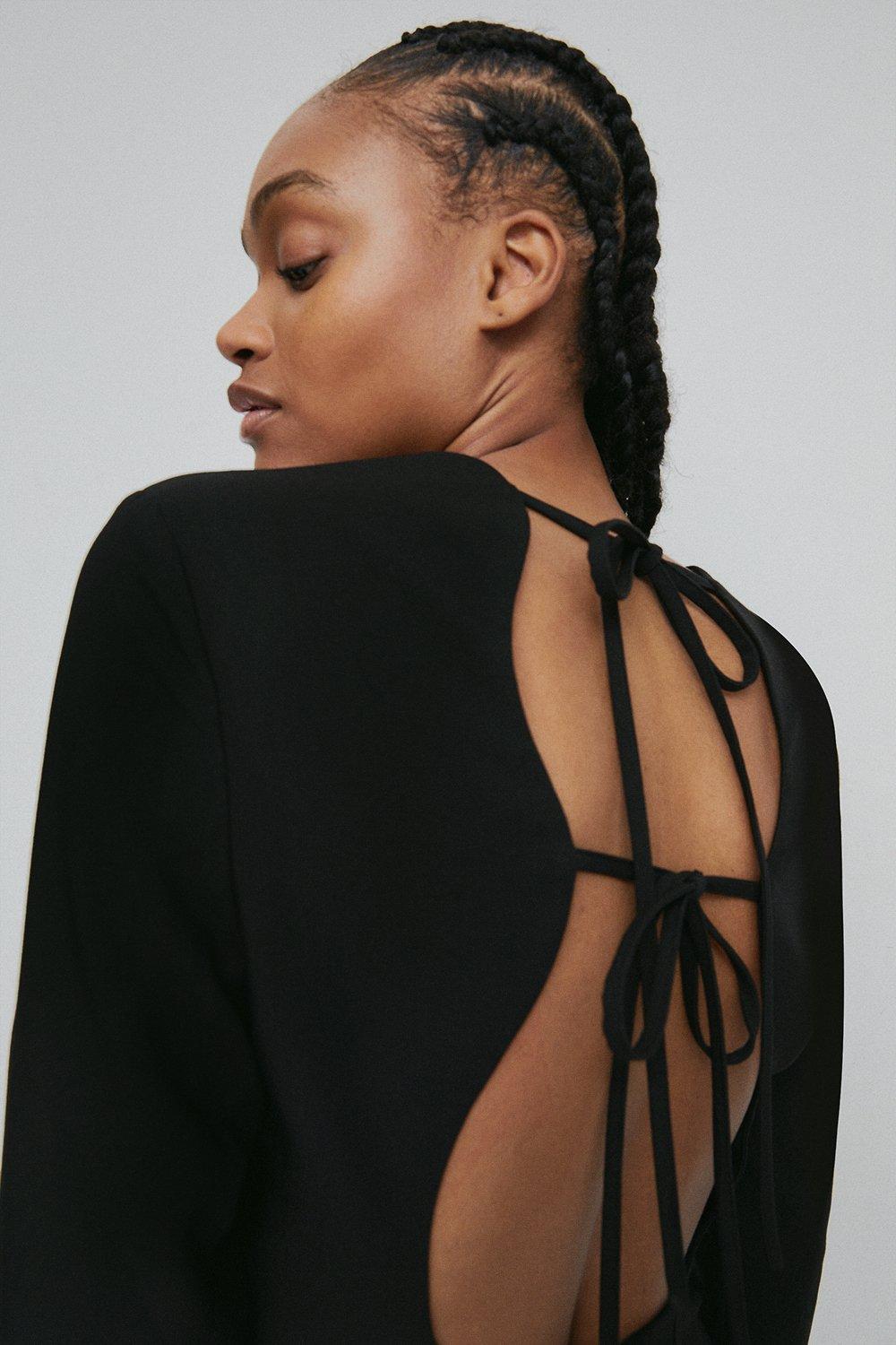Womens Wavy Back Sculpted Mini Dress - black