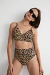 Warehouse Leopard Ribbed Banded Triangle Bikini Top thumbnail 1