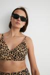Warehouse Leopard Ribbed Banded Triangle Bikini Top thumbnail 2
