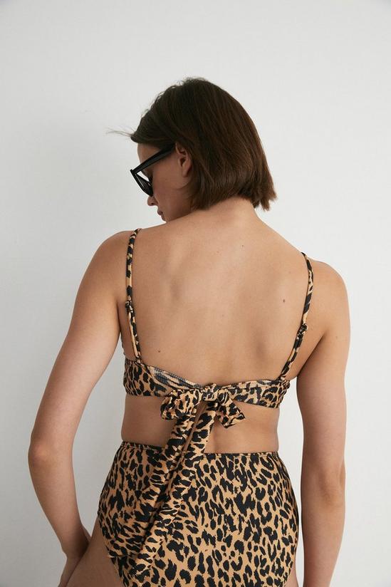 Warehouse Leopard Ribbed Banded Triangle Bikini Top 3