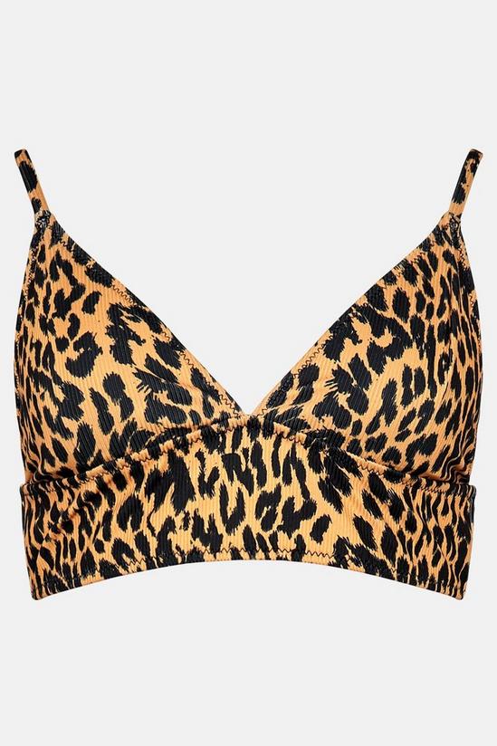 Warehouse Leopard Ribbed Banded Triangle Bikini Top 4