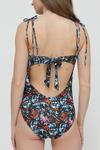 Warehouse Abstract Floral Ribbed Tie Shoulder Swimsuit thumbnail 3