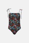 Warehouse Abstract Floral Ribbed Tie Shoulder Swimsuit thumbnail 4
