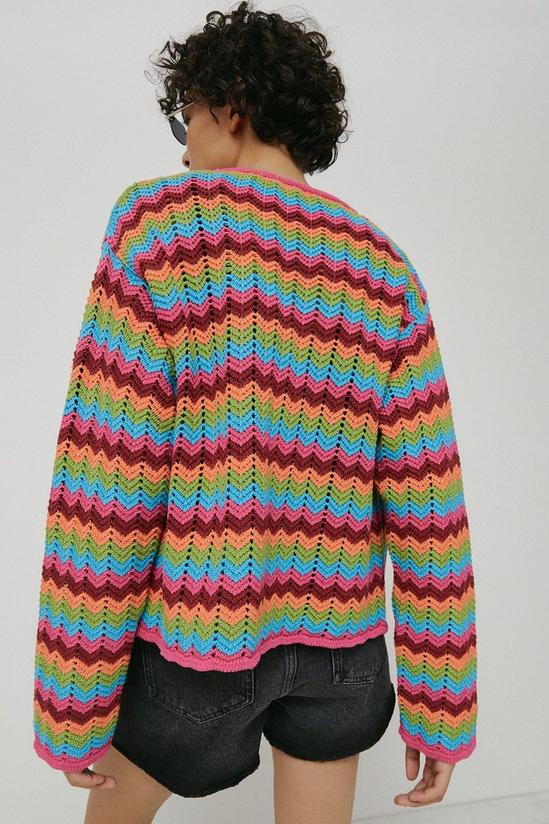 Warehouse Zig Zag Crochet Look Knit Cardigan 3
