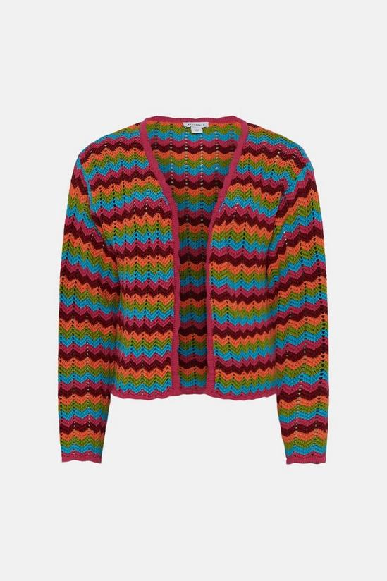 Warehouse Zig Zag Crochet Look Knit Cardigan 4