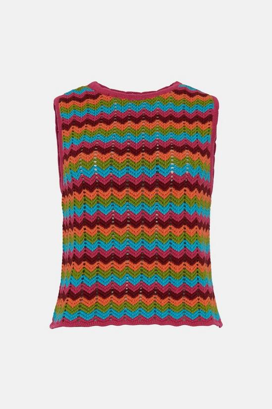 Warehouse Zig Zag Crochet Look Knit Vest 4
