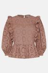 Warehouse Broderie Frill Front Lace Insert Top thumbnail 4