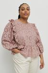 Warehouse Plus Size Broderie Frill Front Lace Insert Top thumbnail 1
