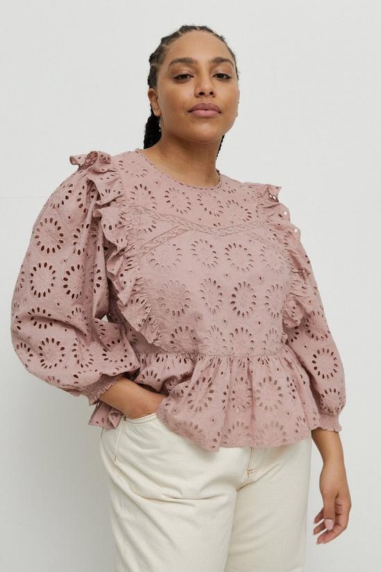 Warehouse Plus Size Broderie Frill Front Lace Insert Top 1