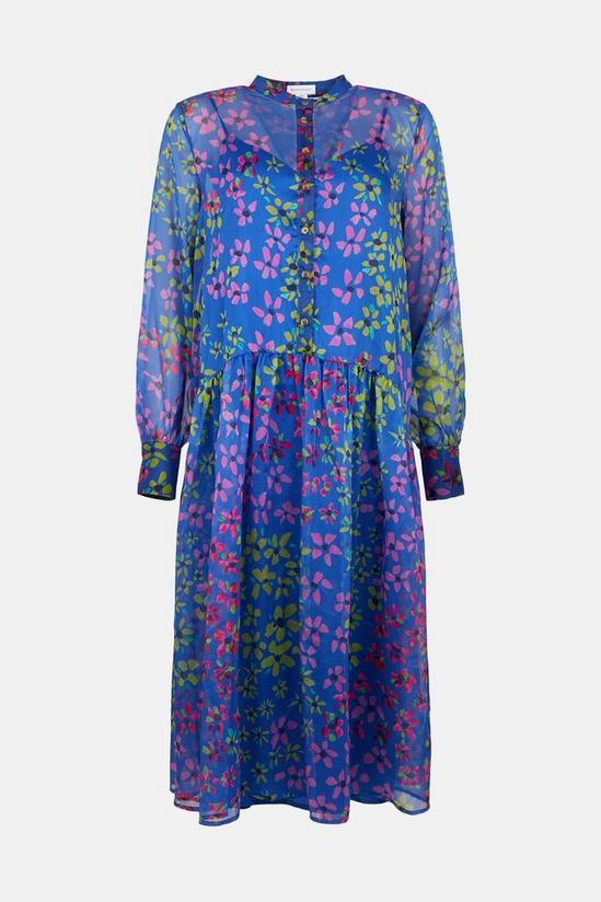 Warehouse Tiered Smock Midi Dress In Floral 4