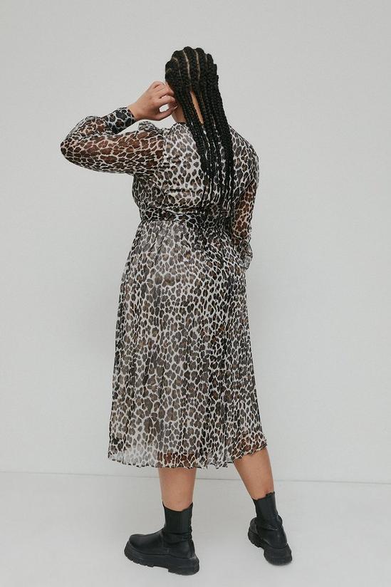 Warehouse Plus Size Belted Pleated Midi Dress In Animal 3