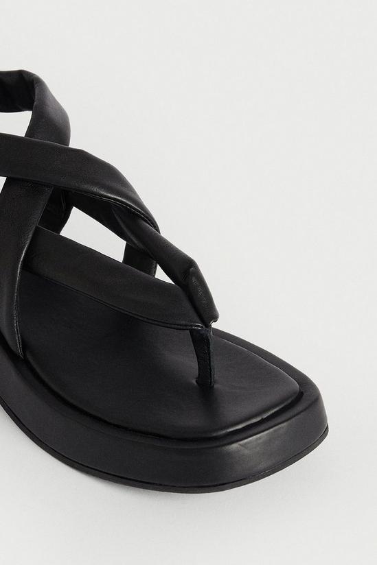 Warehouse Real Leather Toe Thong Flatform Sandal 3