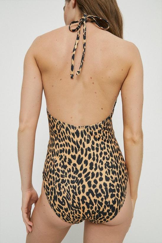Warehouse Leopard Ribbed Wrap Swimsuit 3