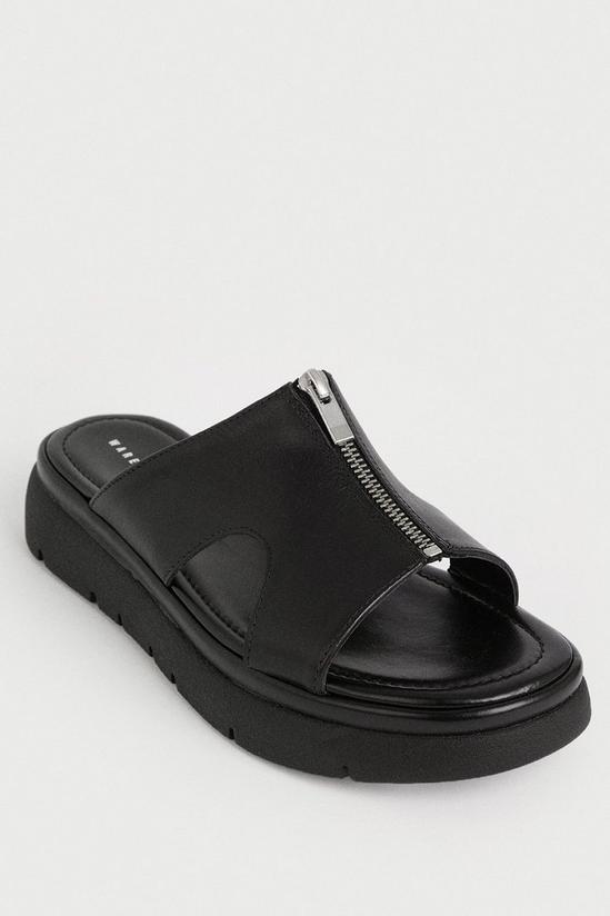 Warehouse Real Leather Chunky Zip Front Sandal 3
