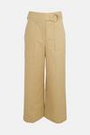Warehouse Tailored Cotton Wide Crop Trouser With D Ring Belt thumbnail 4