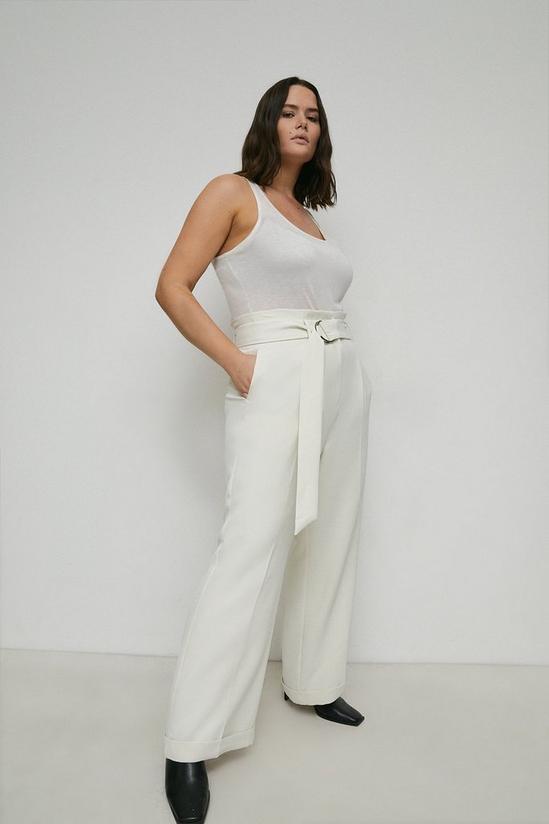 Warehouse Plus Size D Ring Belted Wide Leg Trouser 2