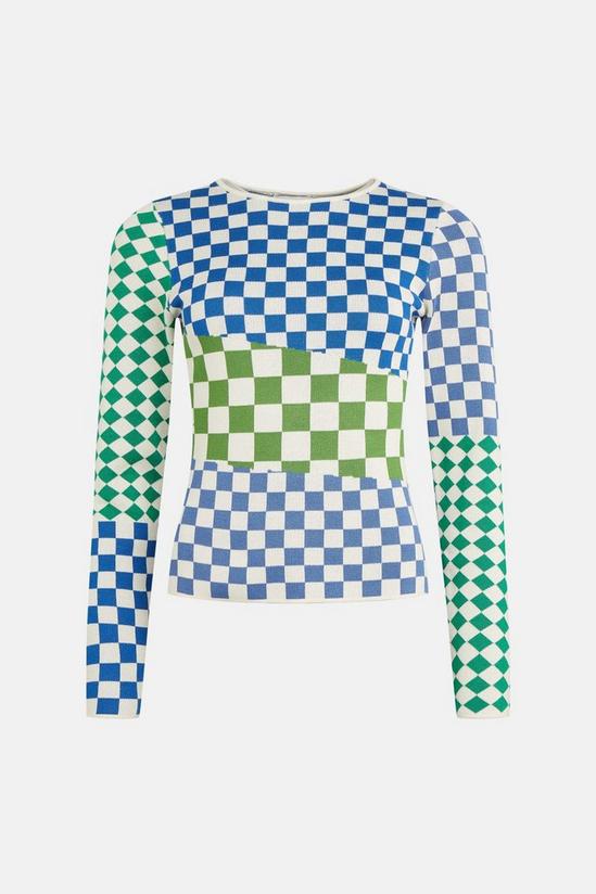 Warehouse Patchwork Check Knit Jumper 4