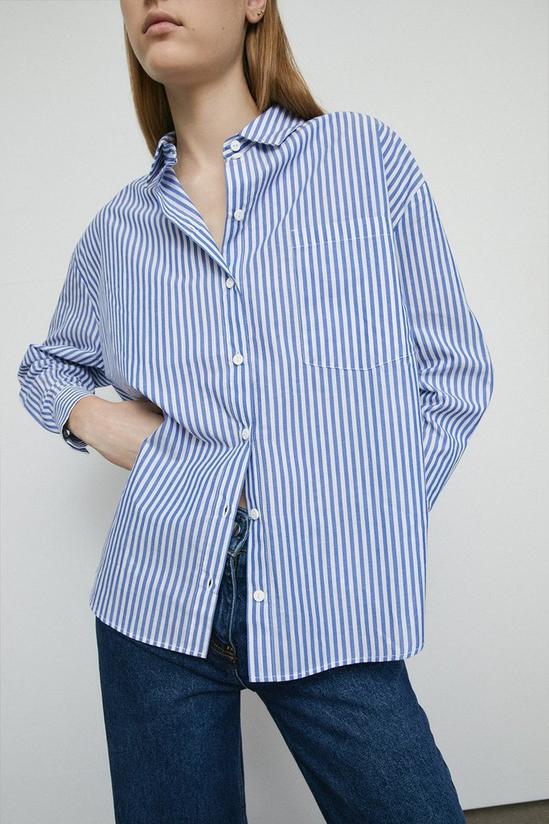 Warehouse Cotton Stripe Oversize Pocket Shirt 2