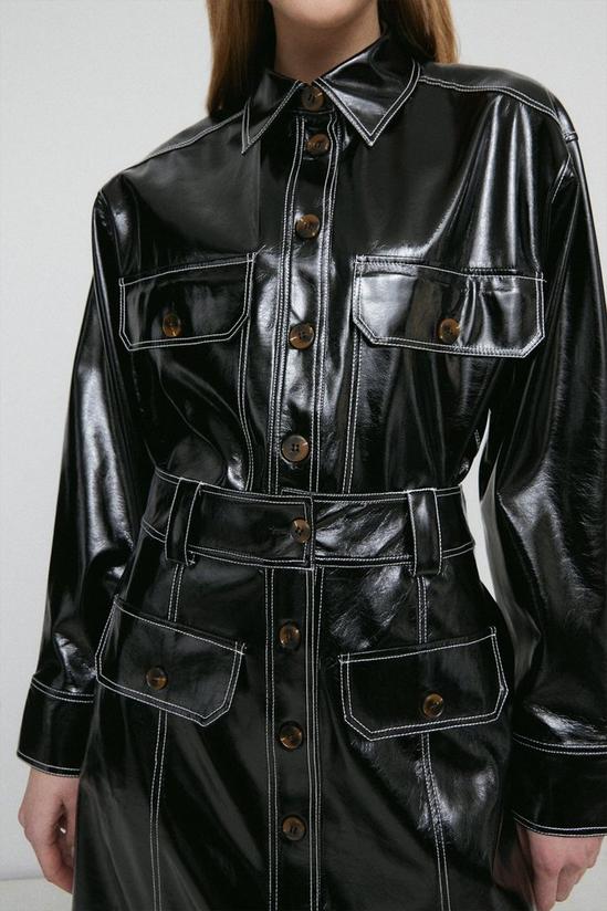 Warehouse Contrast Stitch Faux Leather Shirt 2