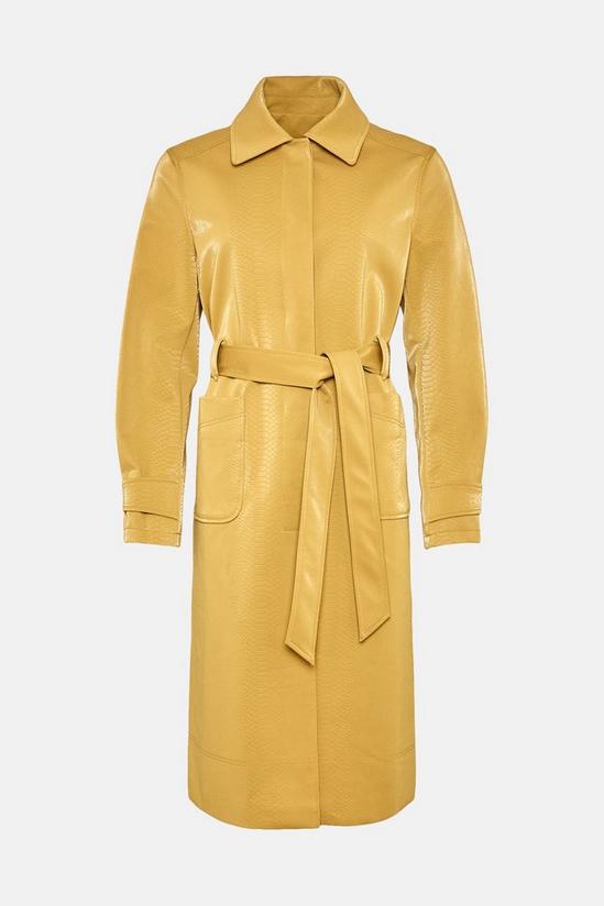Warehouse Faux Leather Snake Trench Coat 4