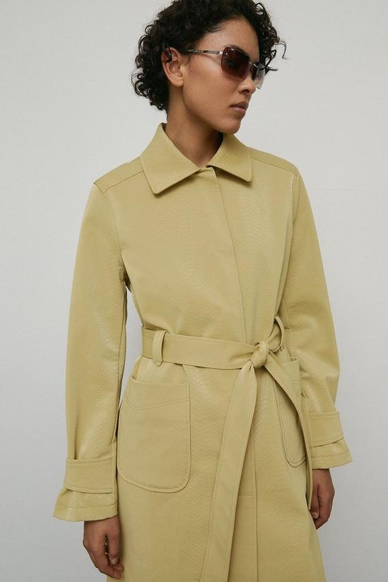 Warehouse Faux Leather Snake Trench Coat 5