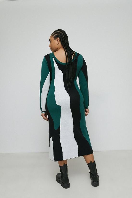 Warehouse Plus Size Abstract Colourblock Knit Dress 3