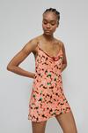 Warehouse Satin Mini Slip Dress In Floral thumbnail 1