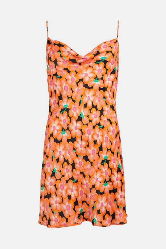 Warehouse Satin Mini Slip Dress In Floral 4