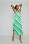 Warehouse Satin Midi Slip Dress In Stripe thumbnail 1