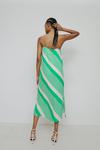 Warehouse Satin Midi Slip Dress In Stripe thumbnail 3