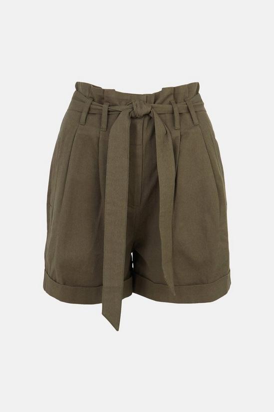 Warehouse Petite Twill Paperbag Belted Utility Shorts 4