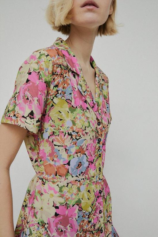 Warehouse Floral Button Front Tie Back Mini Dress 1