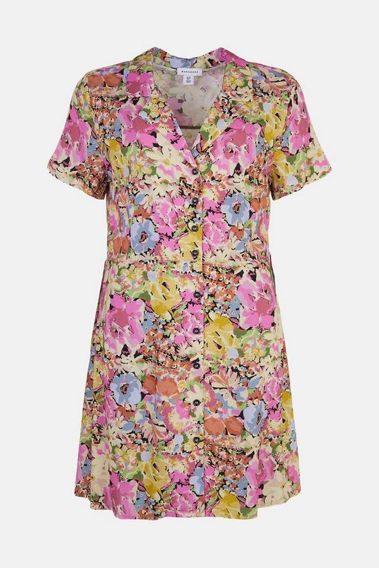 Warehouse Floral Button Front Tie Back Mini Dress 4