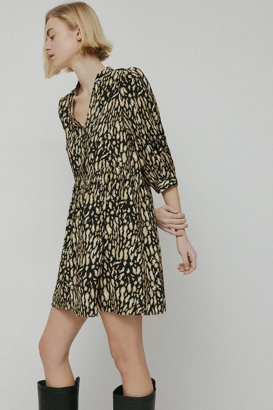 Warehouse Leopard Button Front Mini Smock Dress 1