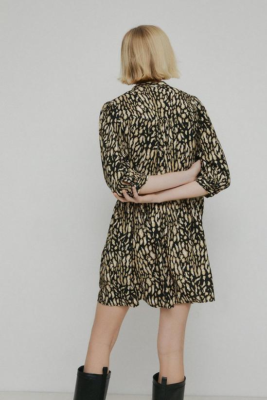 Warehouse Leopard Button Front Mini Smock Dress 3