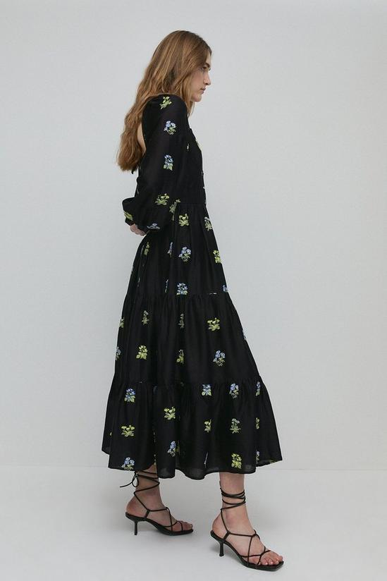 Warehouse Petite Embroidery Tiered Maxi Dress 5