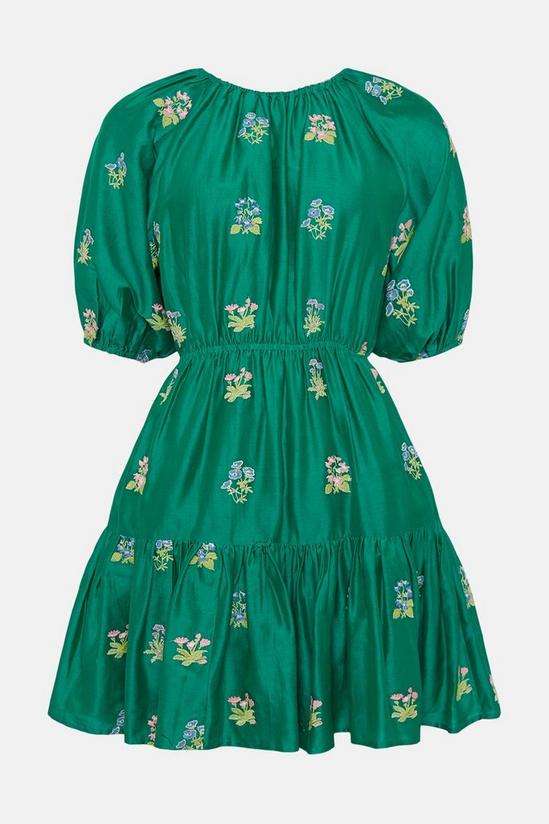 Warehouse Embroidery Puff Sleeve Mini Dress 4